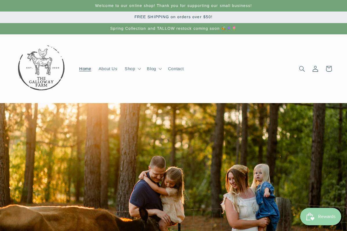 The Galloway Farm homepage screenshot