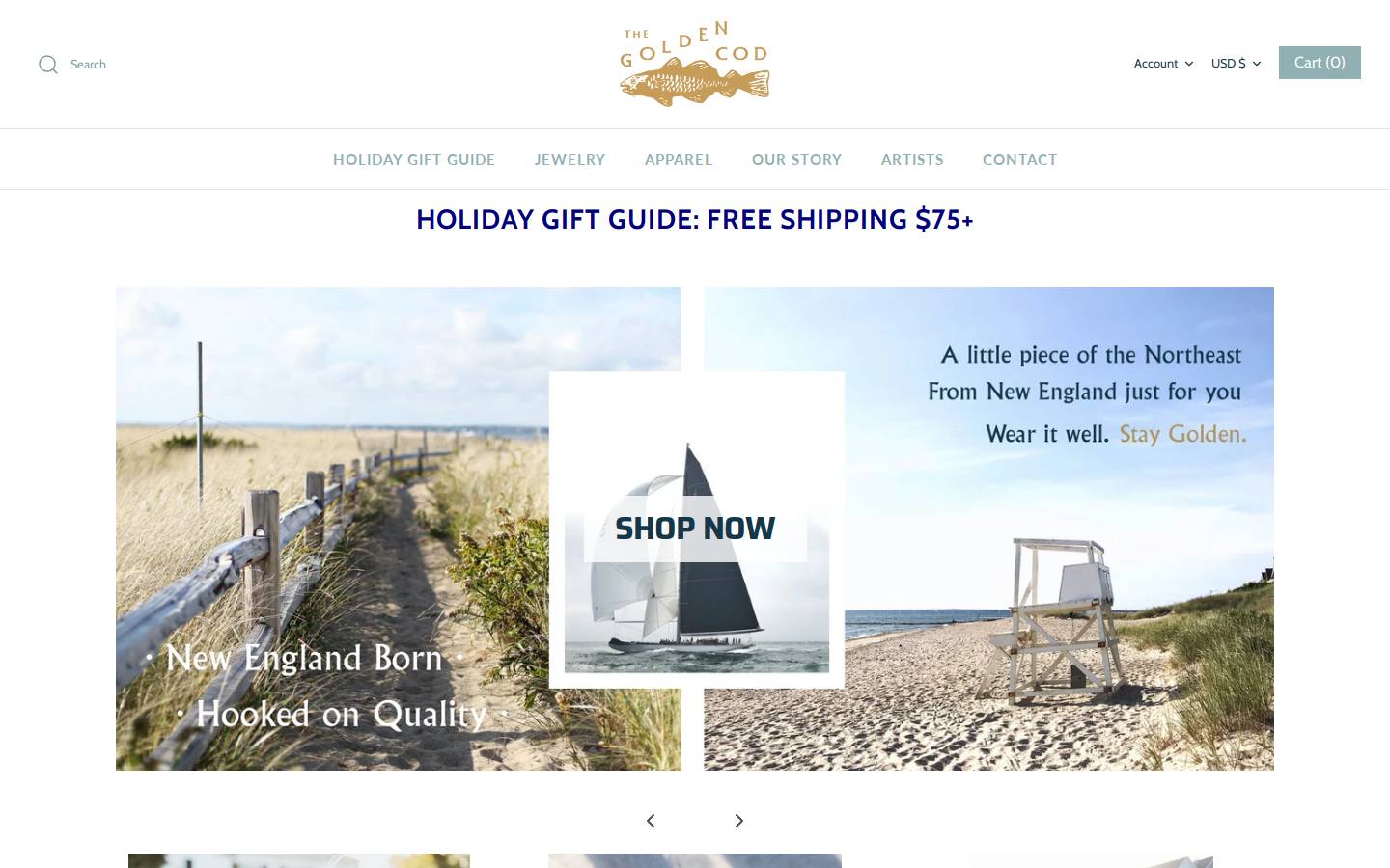 shopthegoldencod.com homepage screenshot