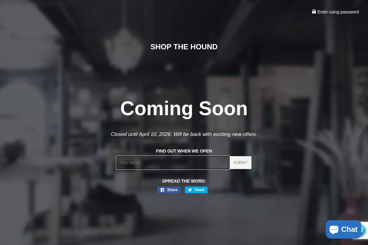 shopthehound.com homepage screenshot