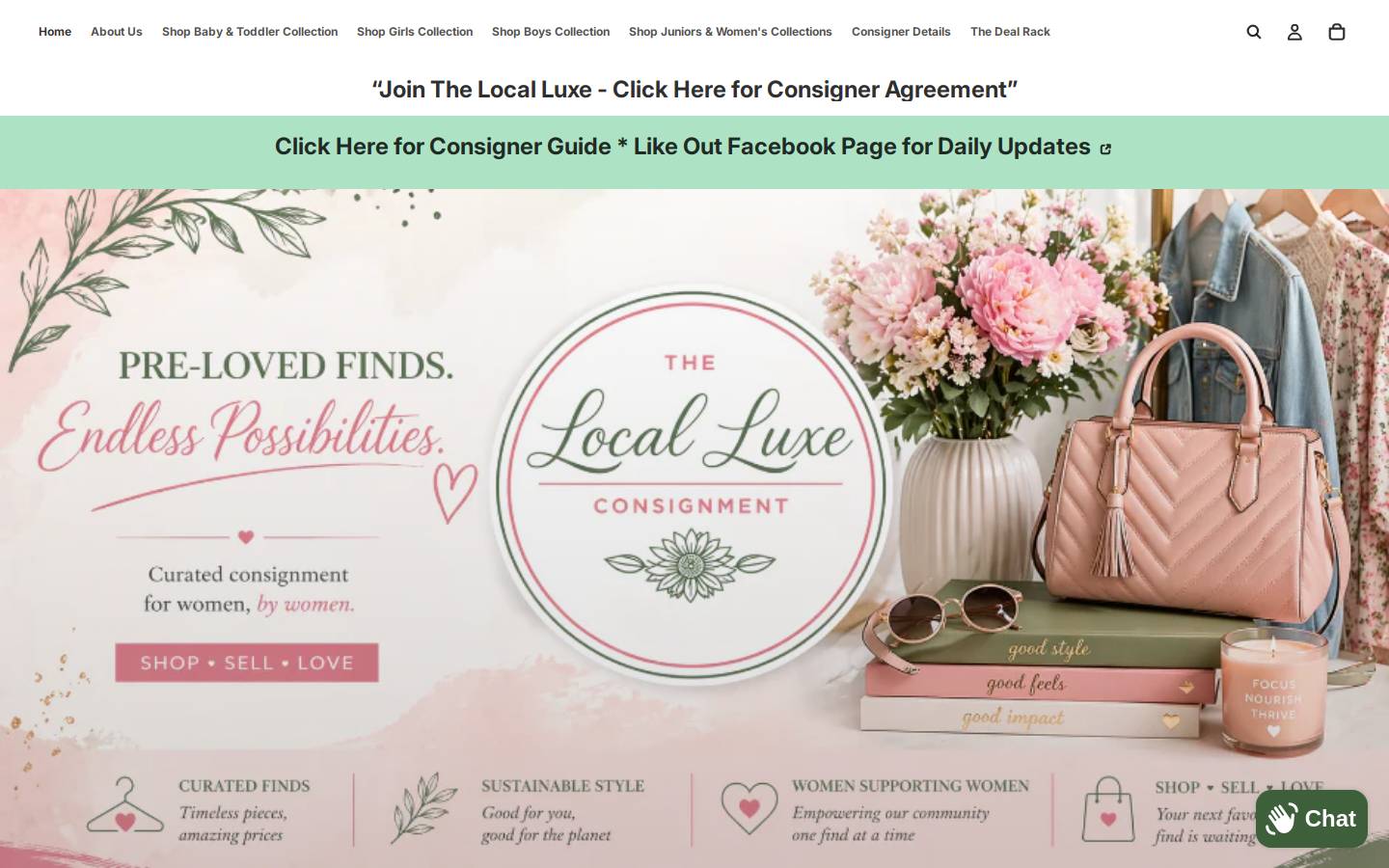 shopthelocalluxe.com homepage screenshot
