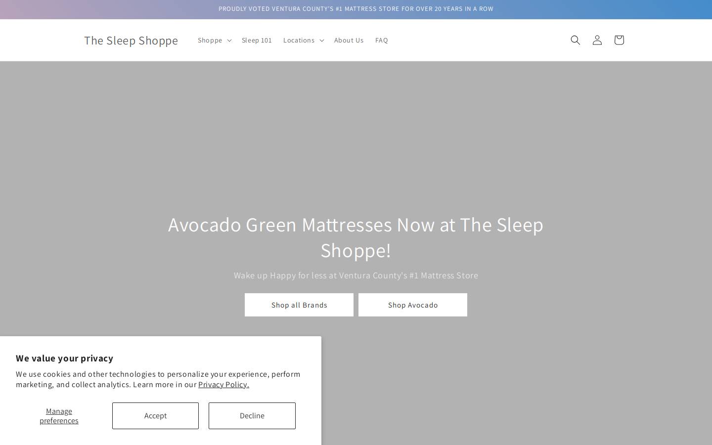 shopthesleepshoppe.biz homepage screenshot
