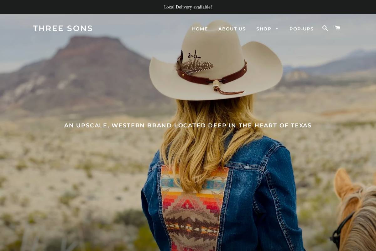 shopthreesons.com homepage screenshot