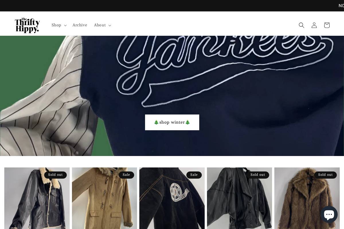 shopthriftyhippy.com homepage screenshot