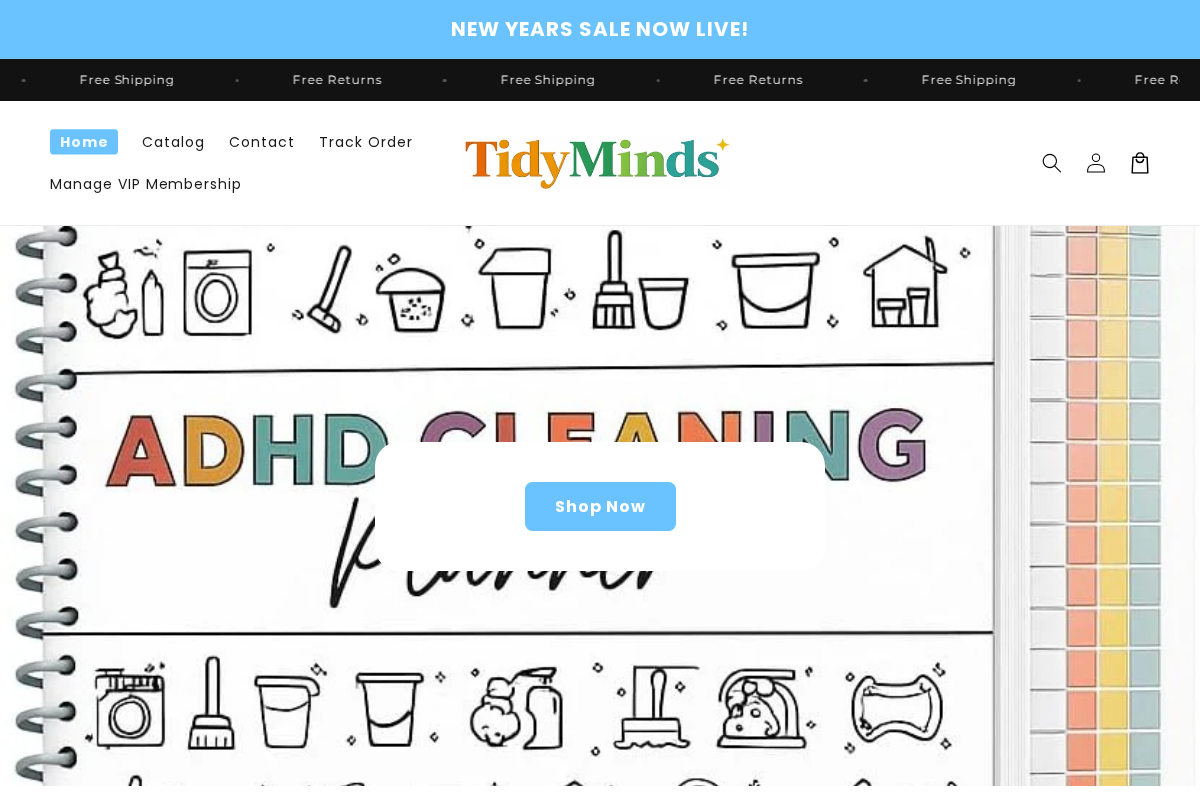 Shoptidyminds homepage screenshot