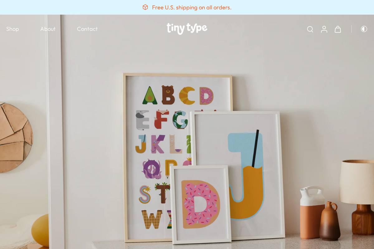 shoptinytype.com homepage screenshot