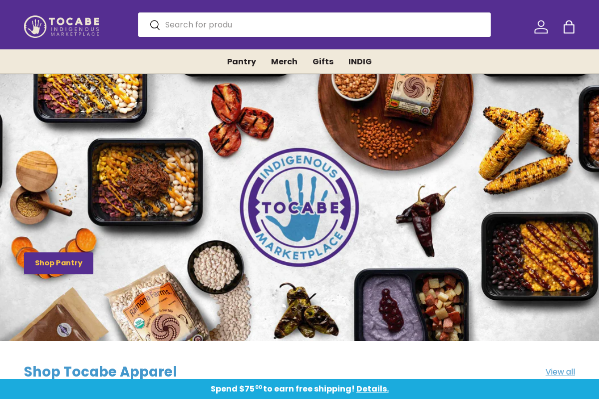 Tocabe Indigenous Marketplace homepage screenshot