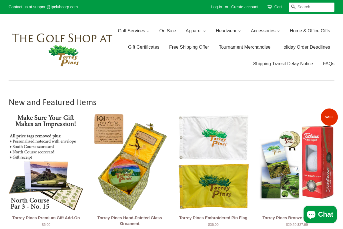 The Golf Shop at Torrey Pines homepage screenshot
