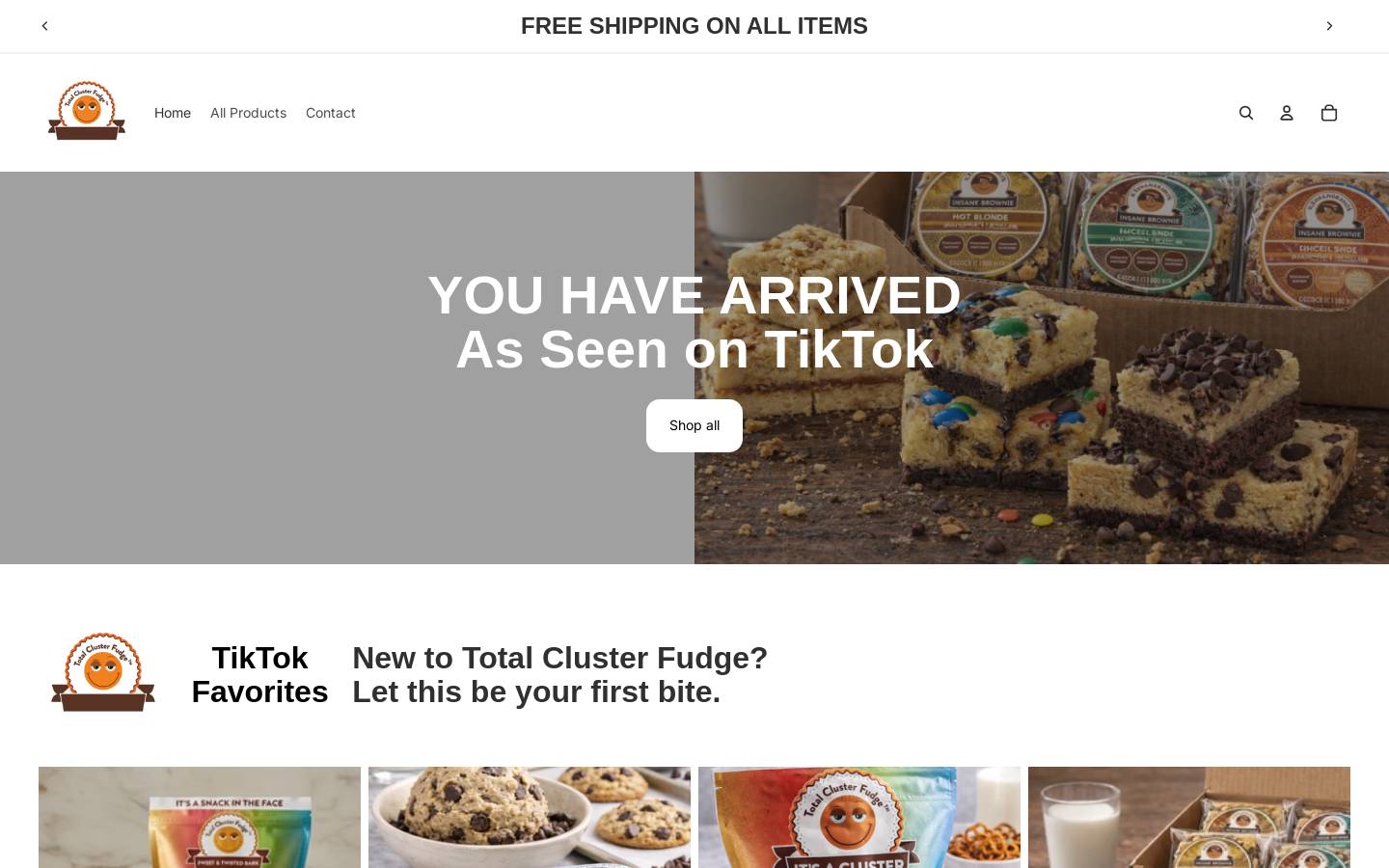 shoptotalclusterfudge.com homepage screenshot