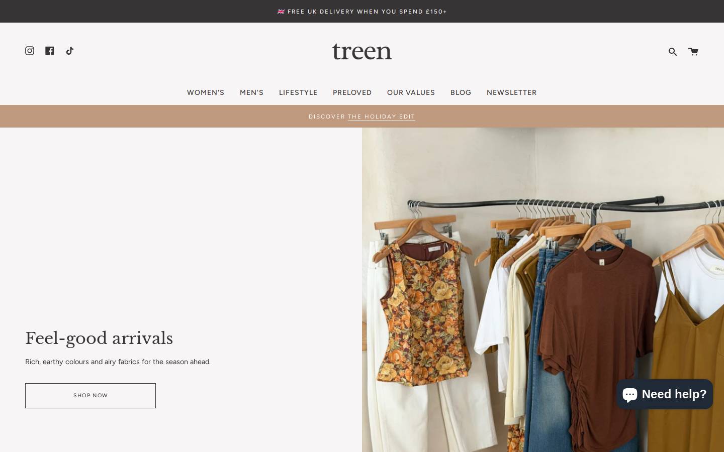 Shoptreen homepage screenshot