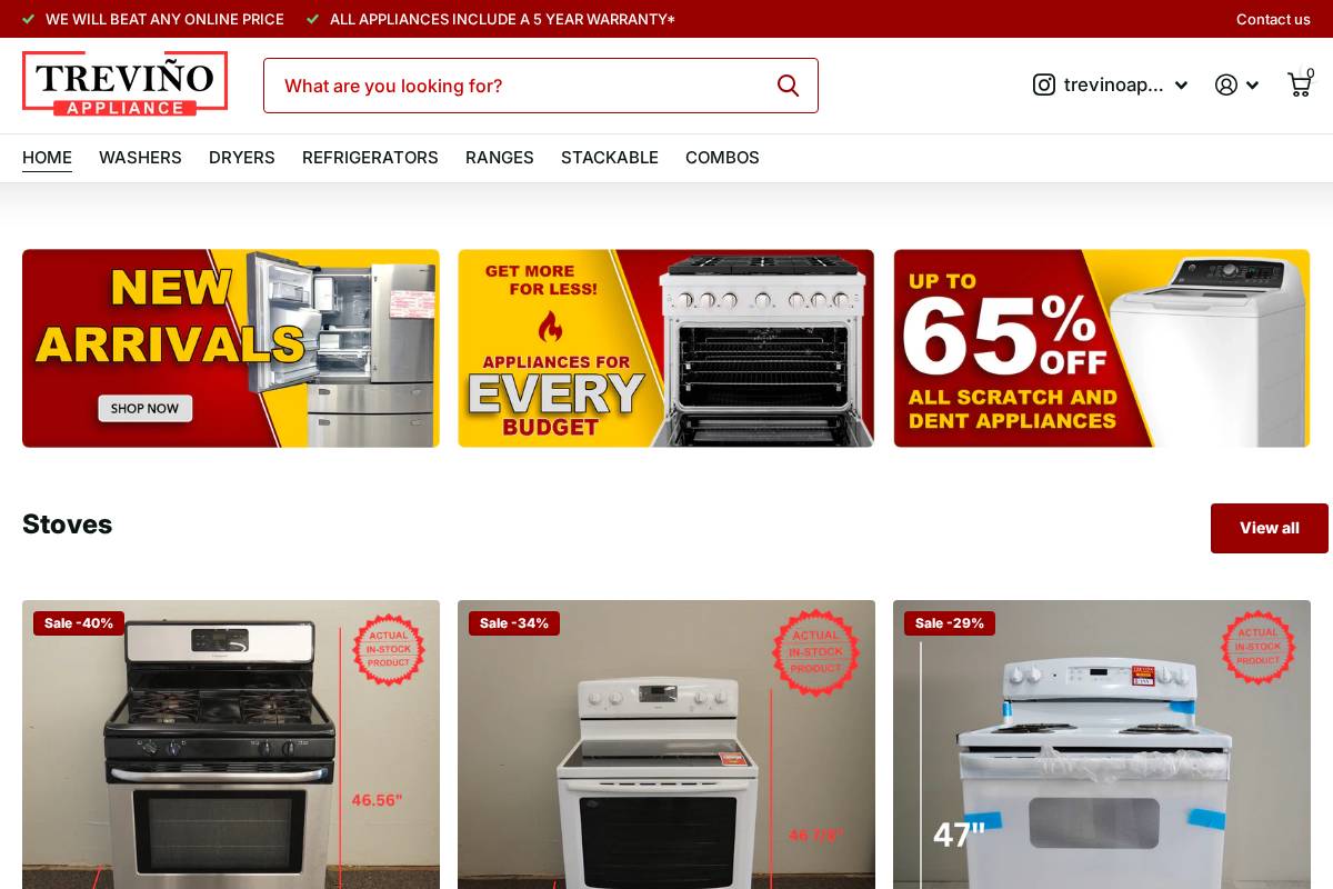 shoptrevino.com homepage screenshot