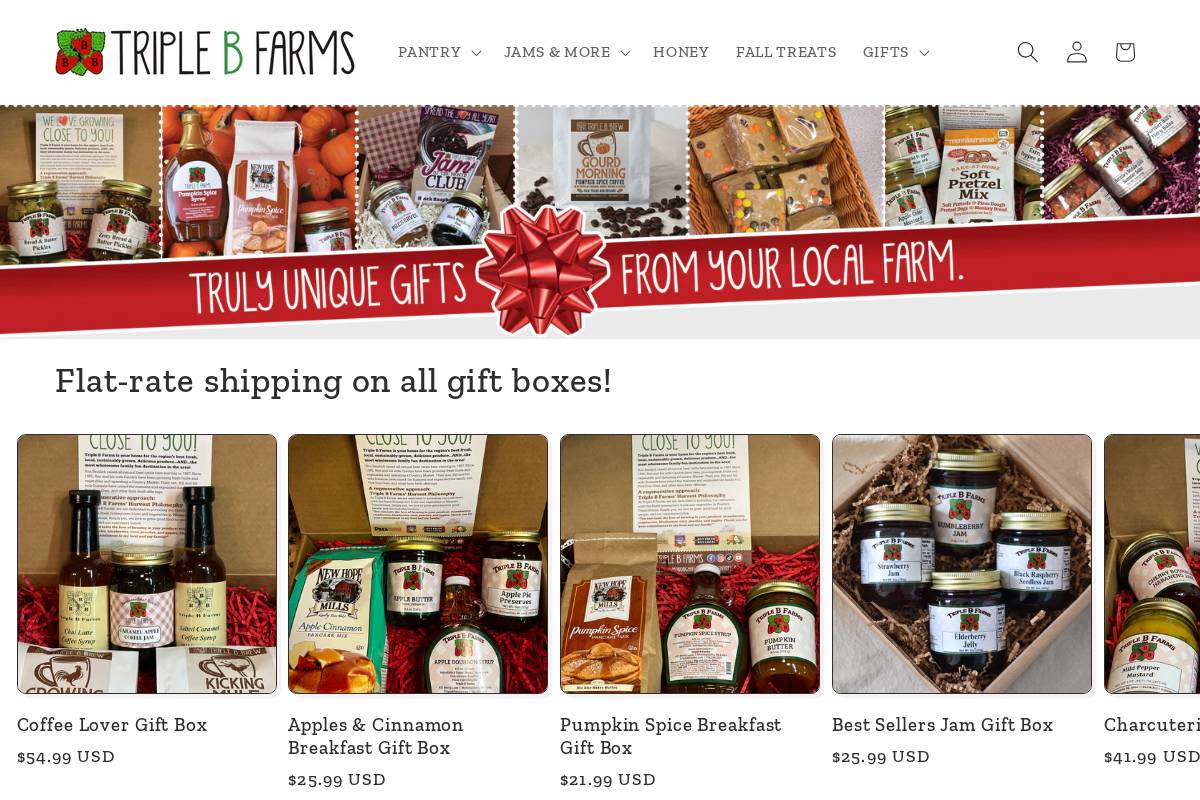 Triple B Farms homepage screenshot