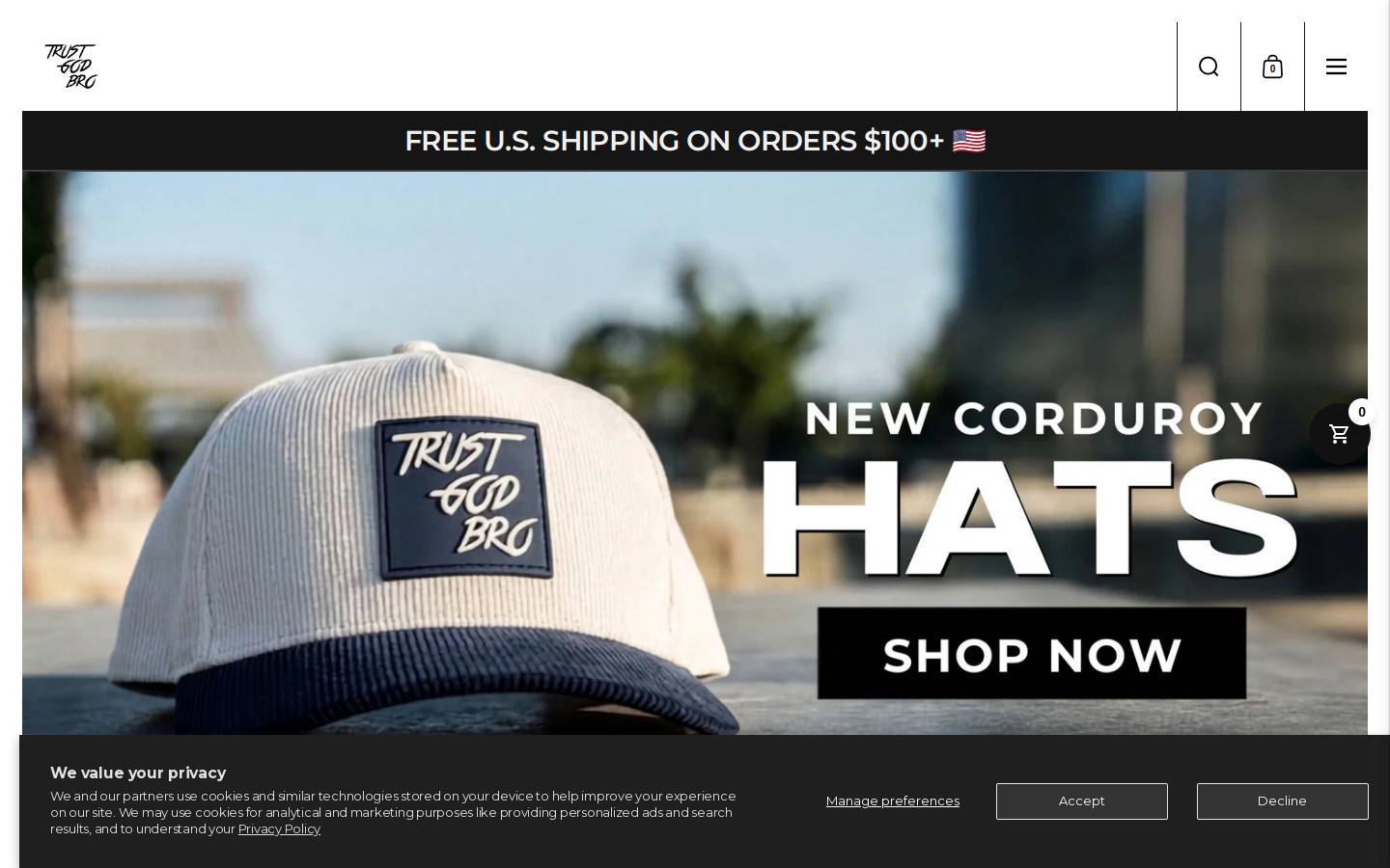 shoptrustgodbro.com homepage screenshot