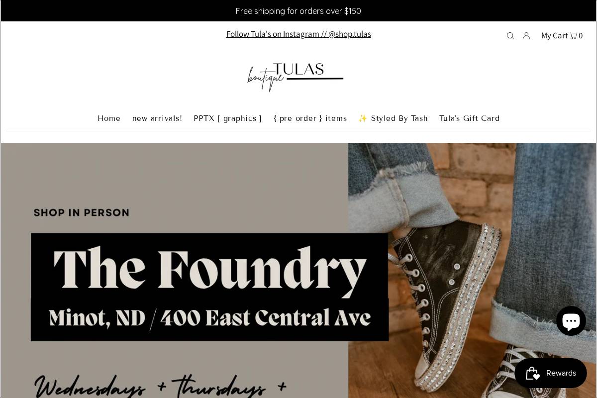 shoptulas.com homepage screenshot