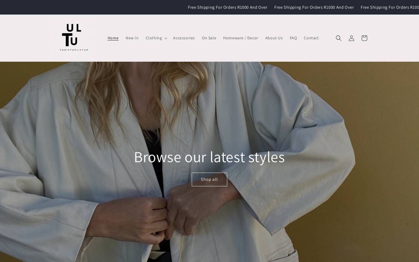 shoptulu.co.za homepage screenshot