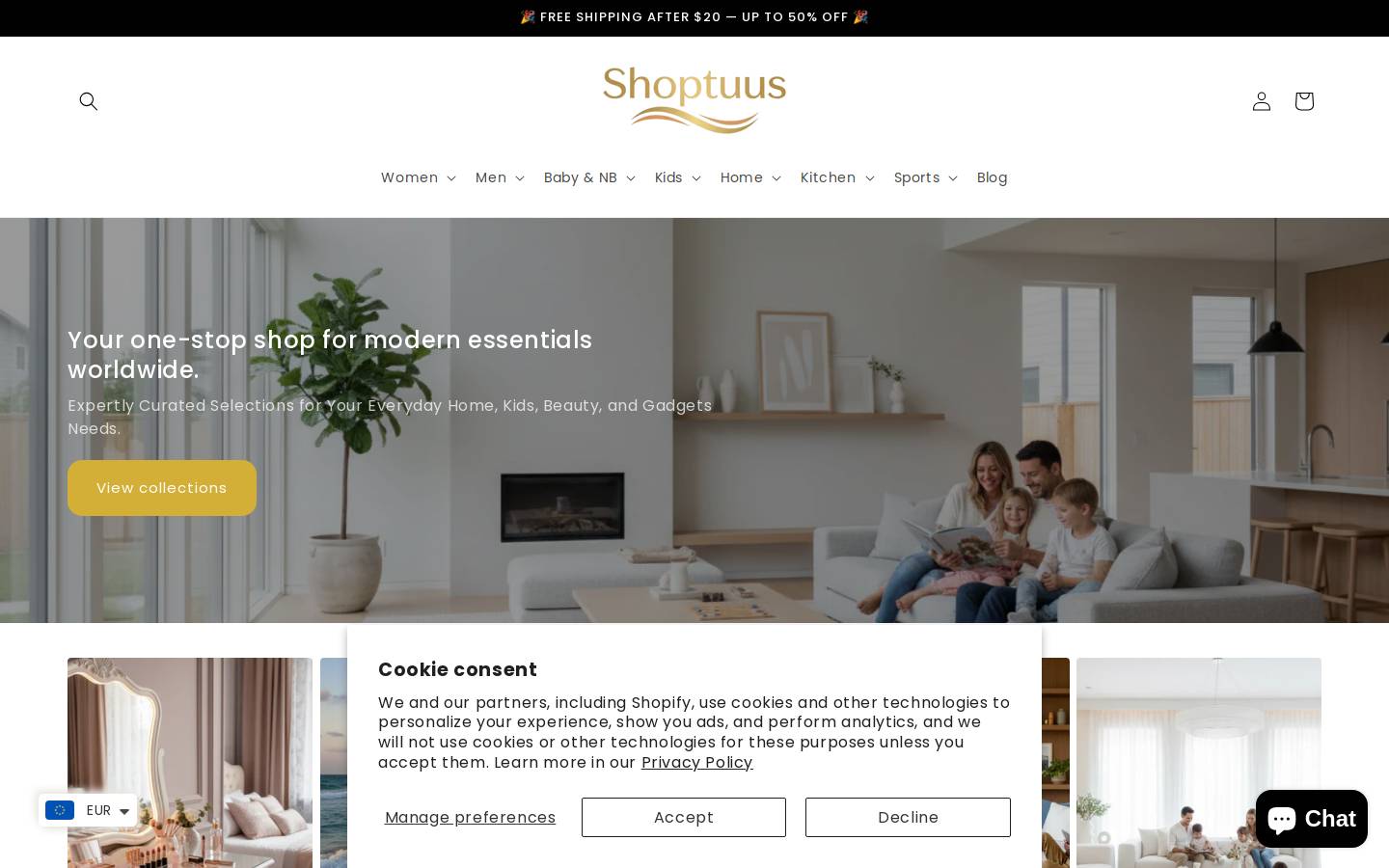 shoptuus.com homepage screenshot