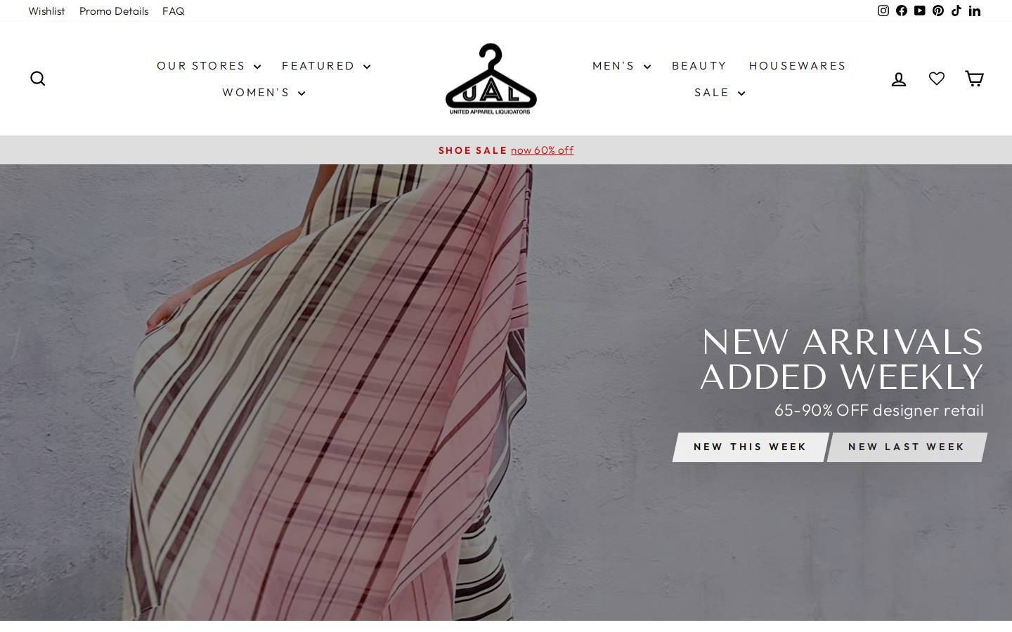 United Apparel Liquidators homepage screenshot