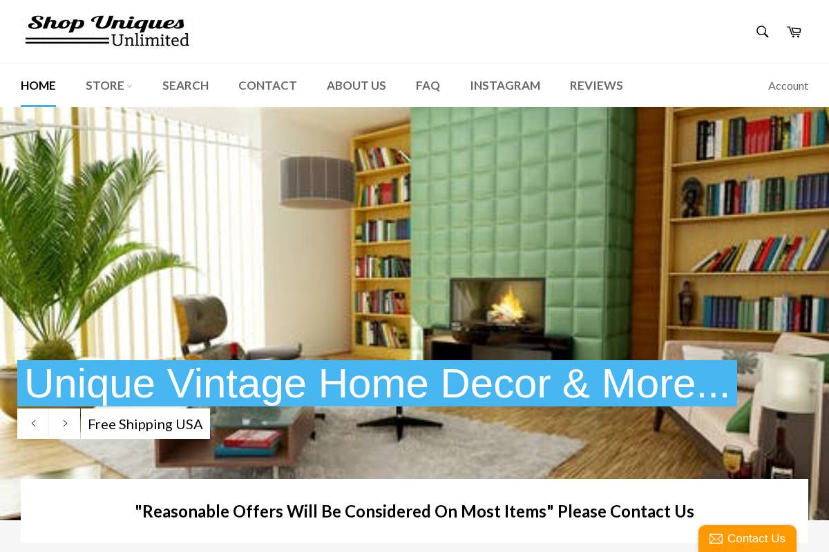 shopuniquesunlimited.com homepage screenshot