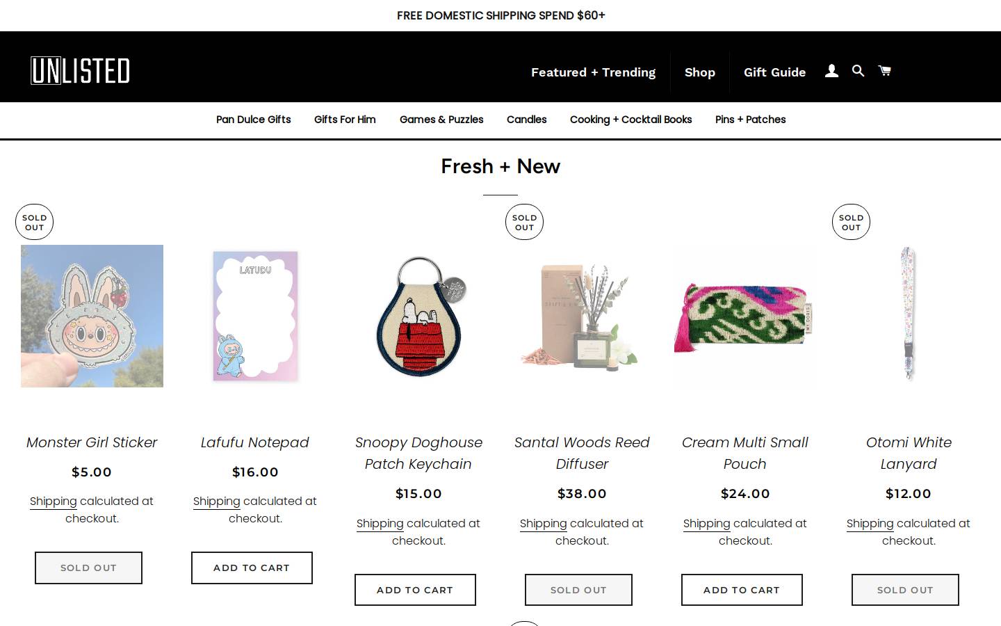 shopunlisted.com homepage screenshot