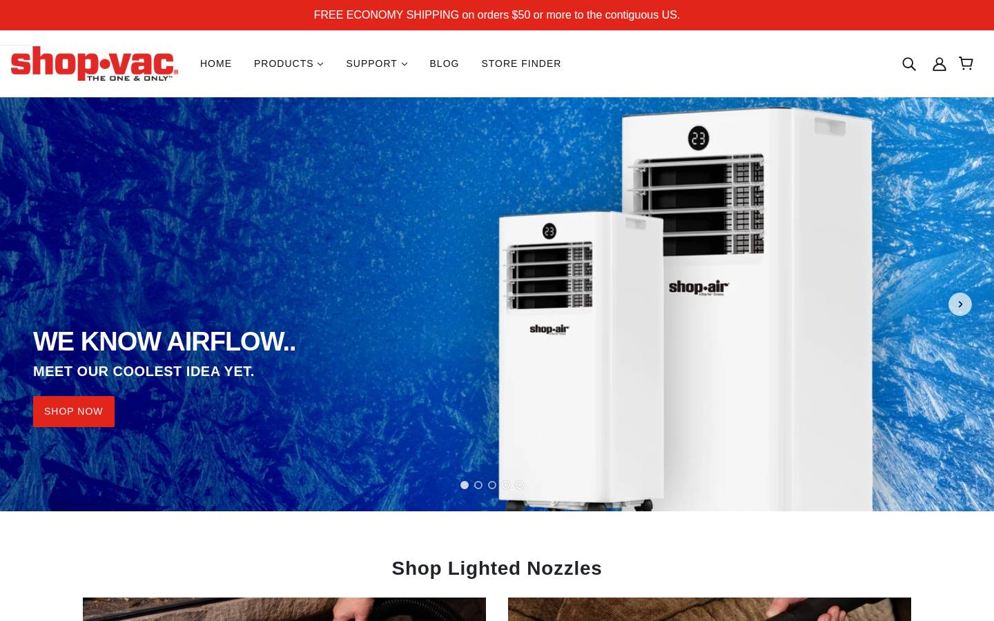 Shop-Vac homepage screenshot