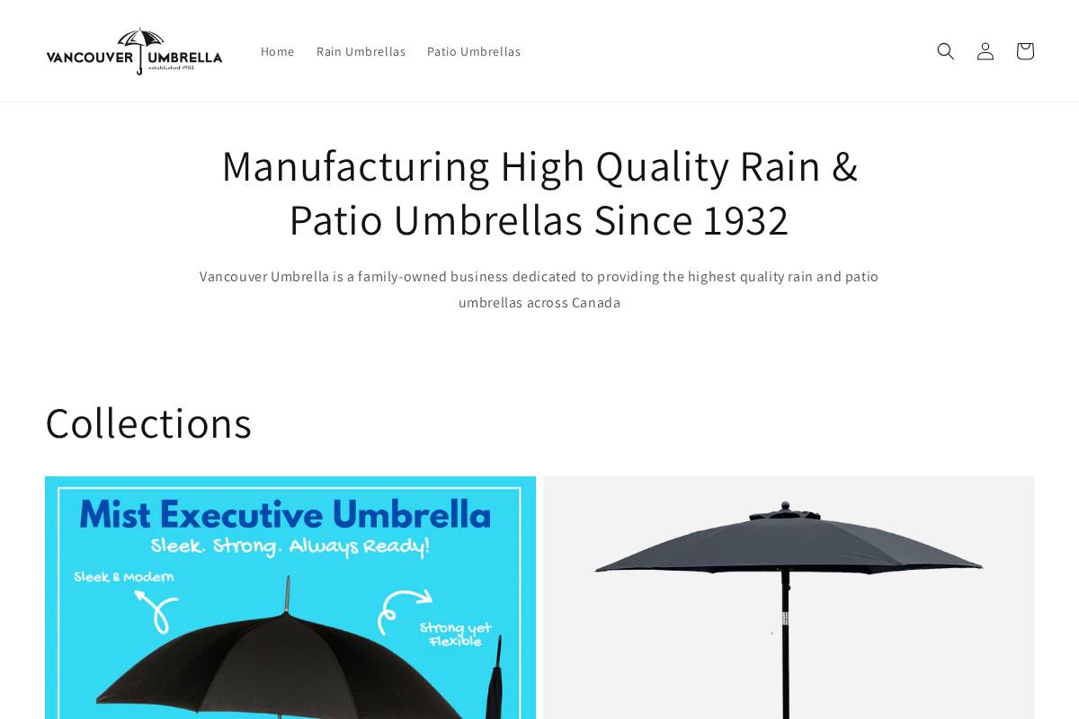 shopvancouverumbrella.com homepage screenshot