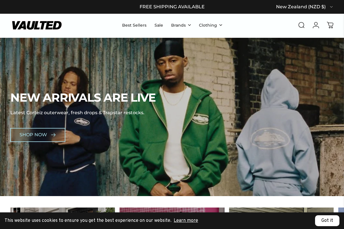 Shopvaulted homepage screenshot