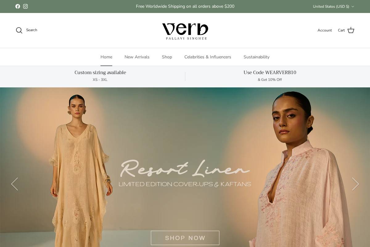 shopverb.com homepage screenshot