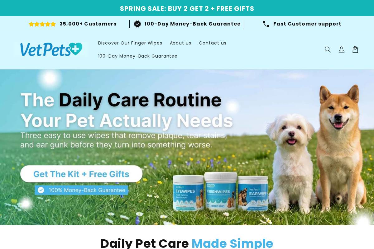 Shopvetpets homepage screenshot