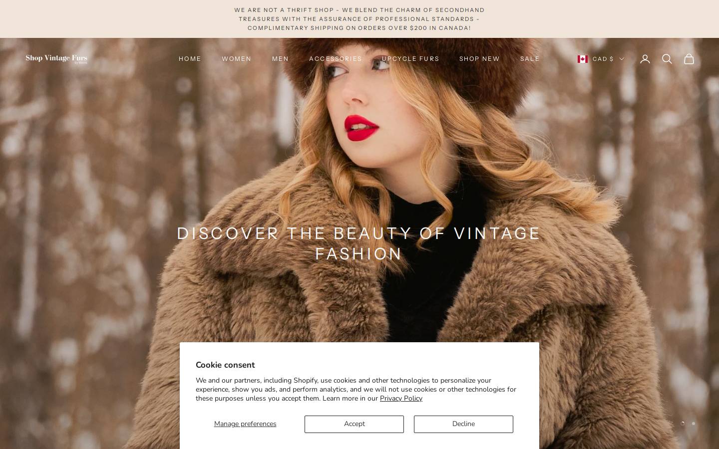 shopvintagefurs.com homepage screenshot