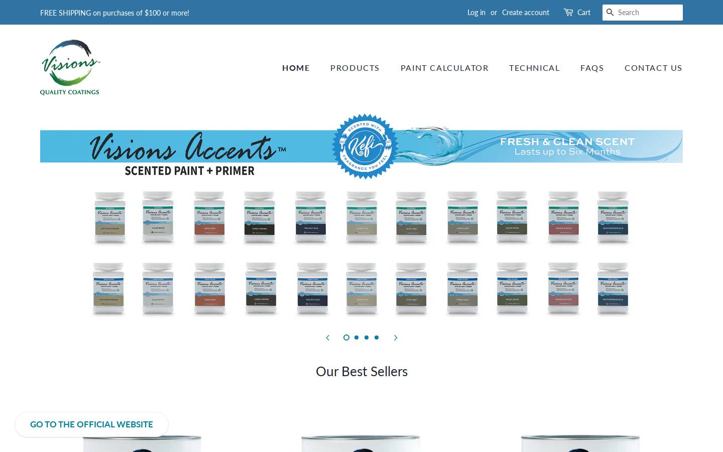 shopvisionspaints.com homepage screenshot