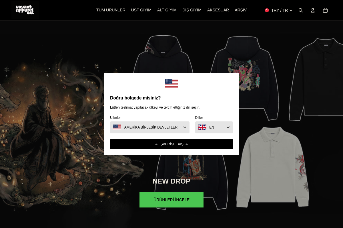 Voyant Apparel Co. homepage screenshot