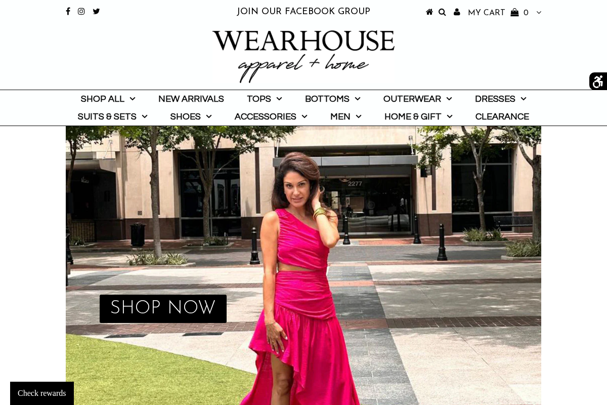 THE WEARHOUSE homepage screenshot