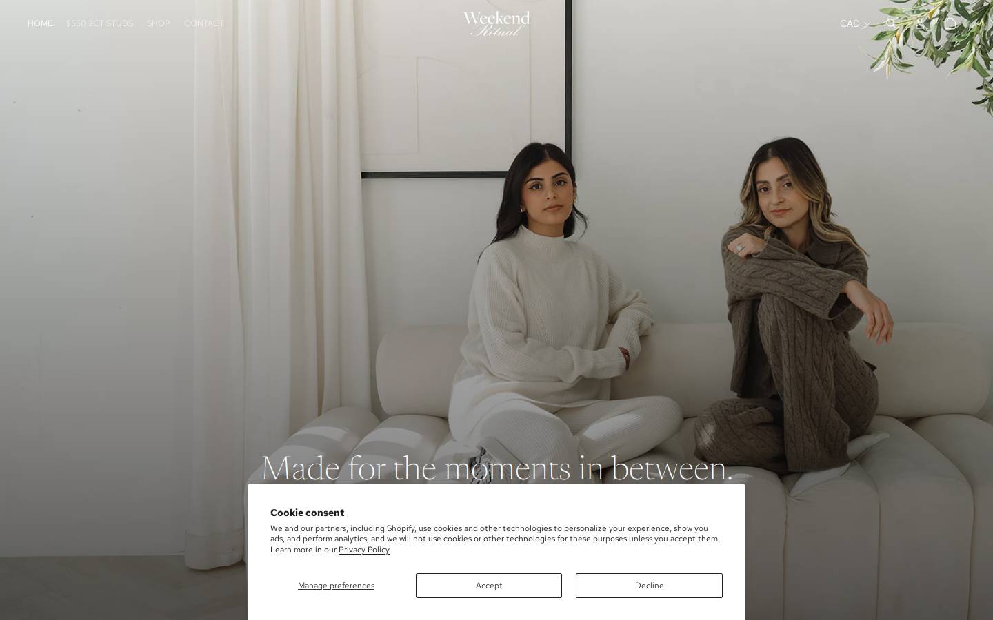 shopweekendritual.com homepage screenshot
