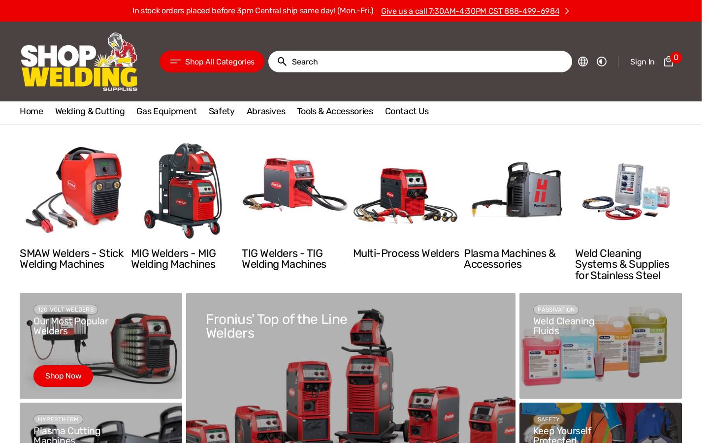 shopweldingsupplies.com homepage screenshot