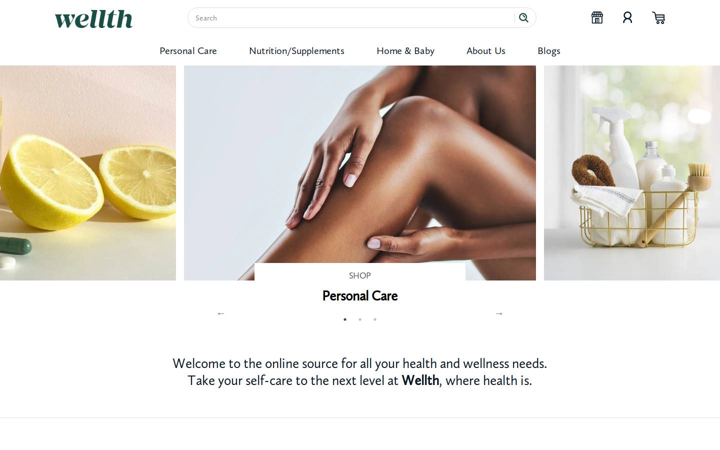 shopwellth.com homepage screenshot