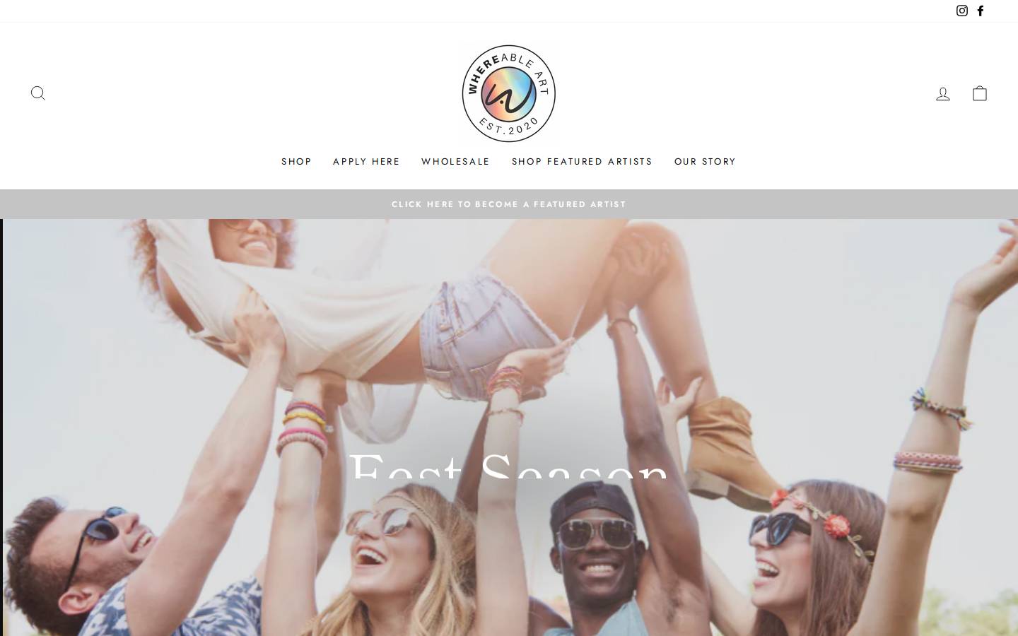 shopwhereableart.com homepage screenshot