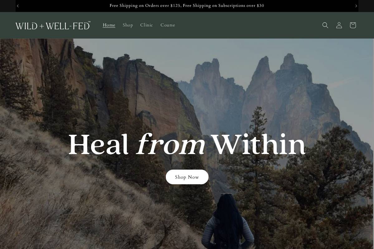 shopwildwellfed.com homepage screenshot