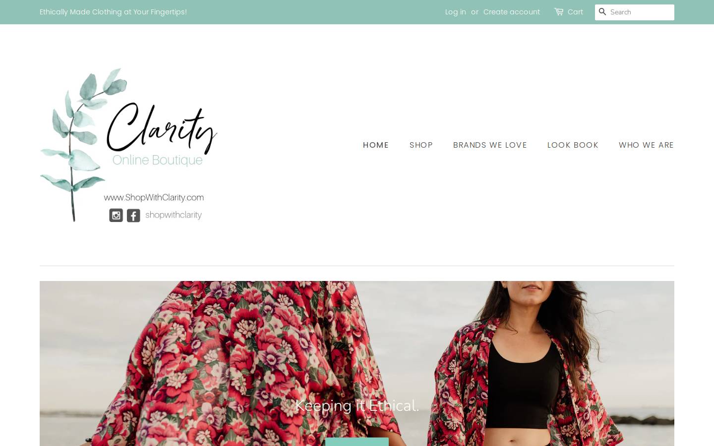 shopwithclarity.com homepage screenshot