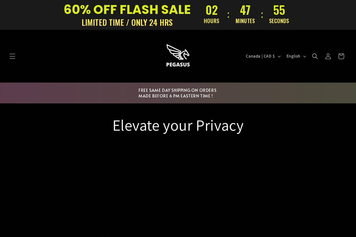 shopwithpegasus.com homepage screenshot