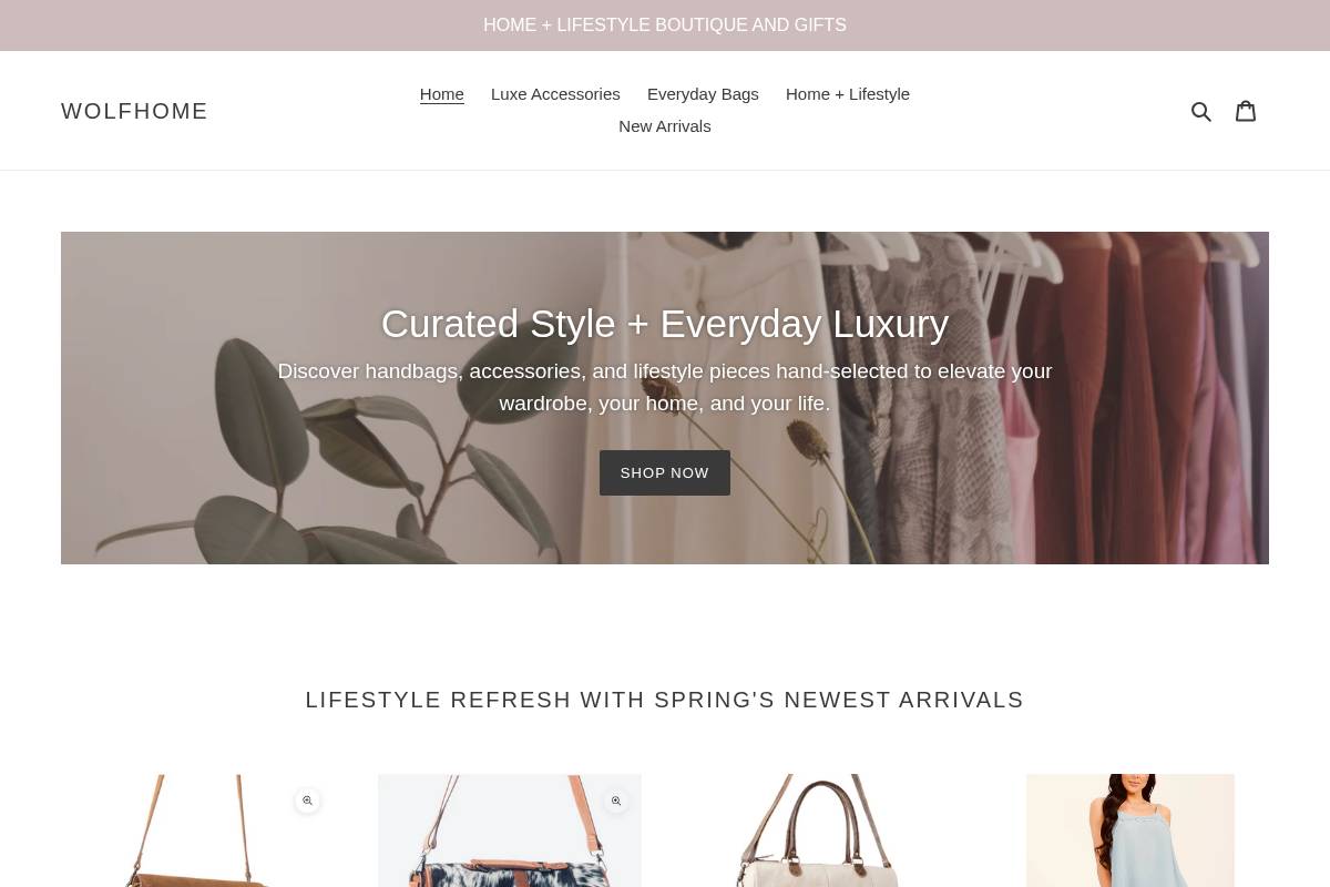 shopwolfhome.com homepage screenshot