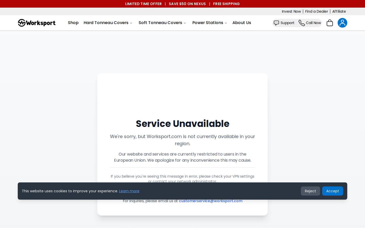 shopworksport.com homepage screenshot