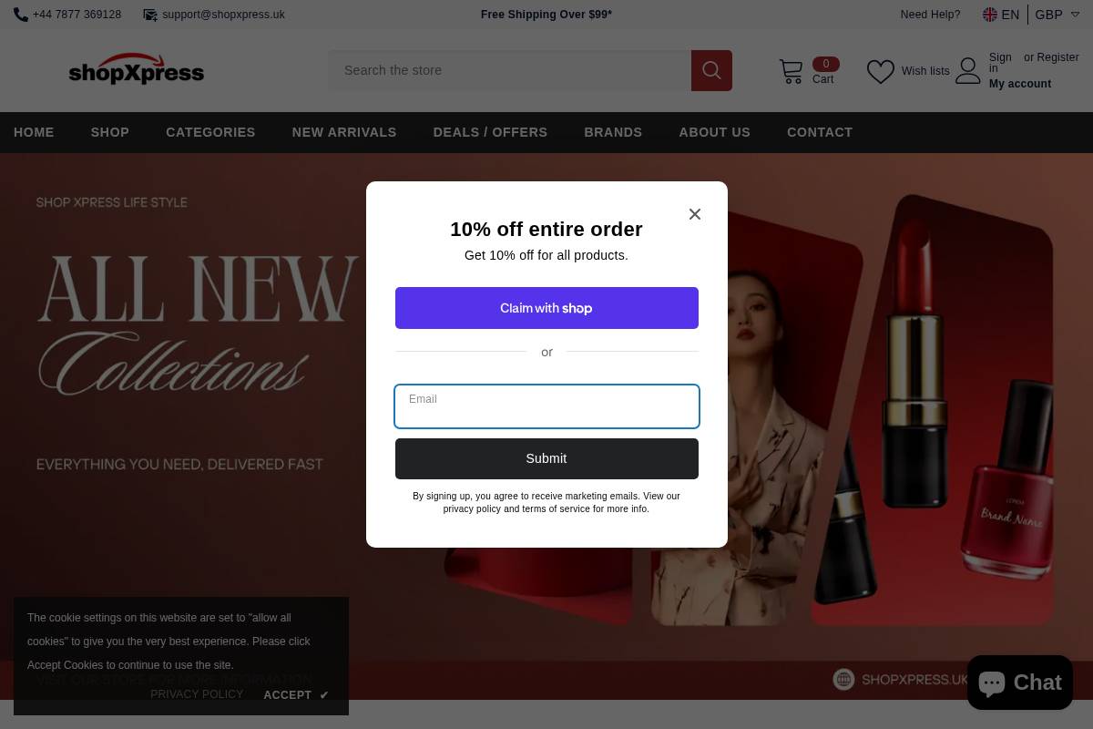 shopxpress.uk homepage screenshot
