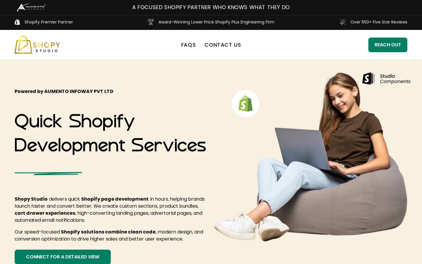 shopystudio.com homepage screenshot