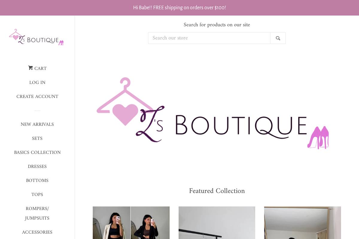 shopzsboutique.com homepage screenshot