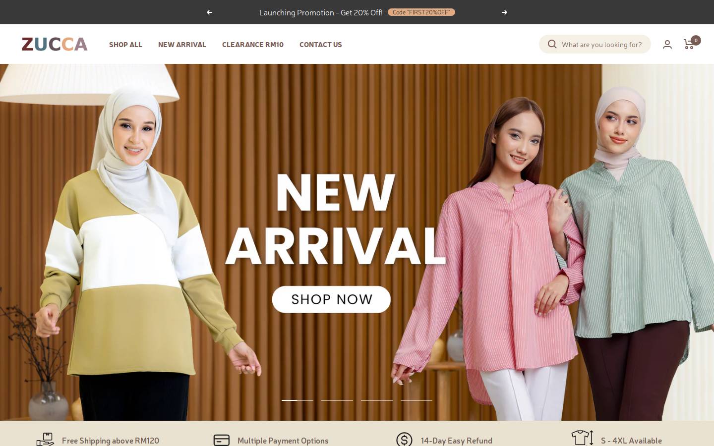 shopzucca.com homepage screenshot