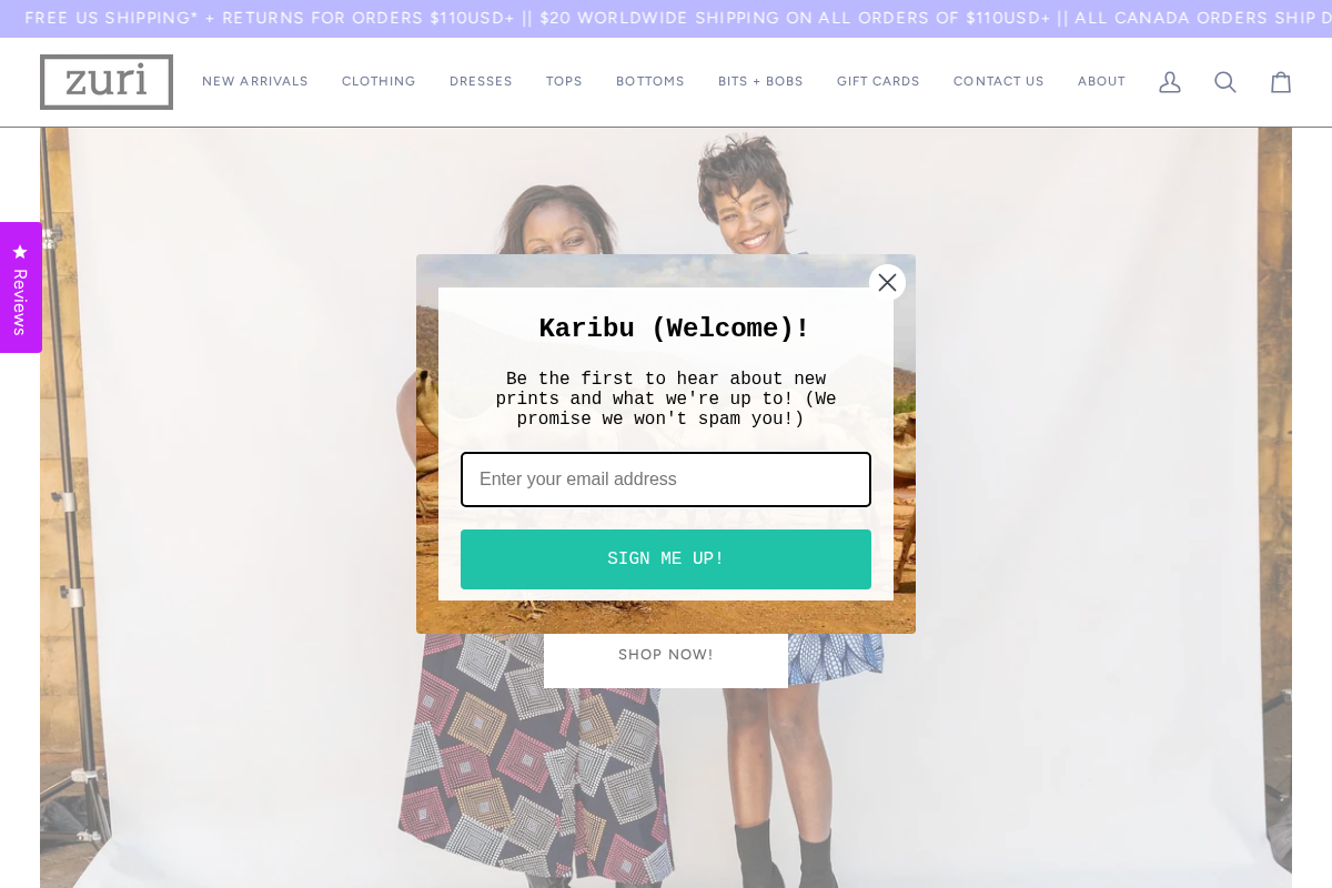 Zuri homepage screenshot