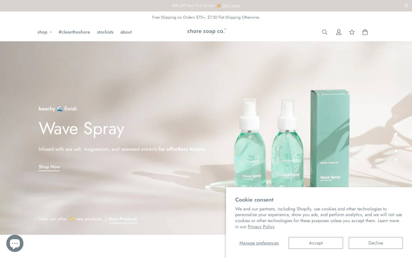 shoresoapco.com homepage screenshot