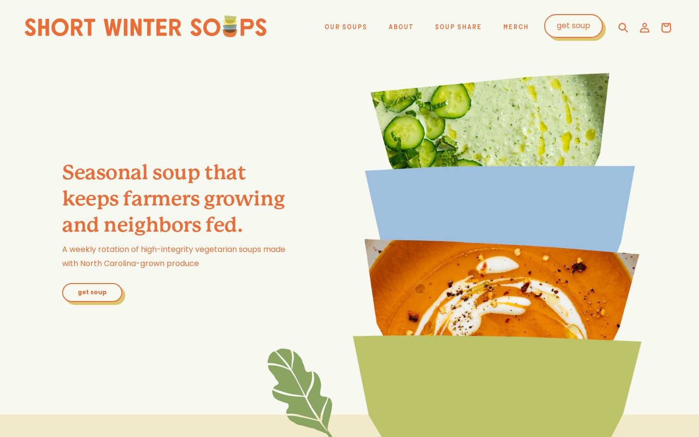 shortwintersoups.com homepage screenshot