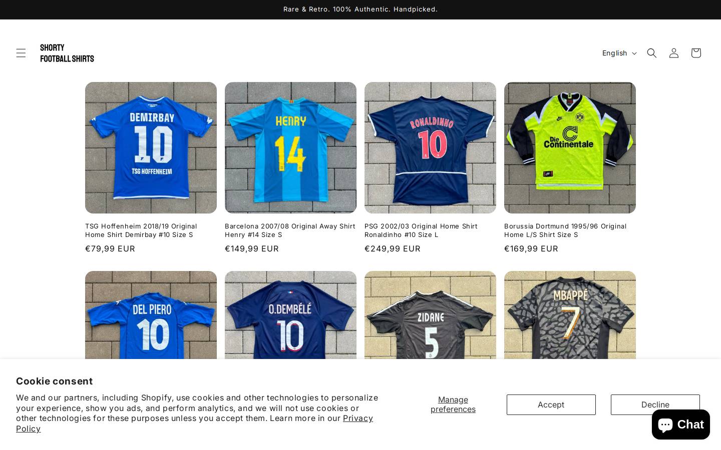 Shorty Football Shirts homepage screenshot