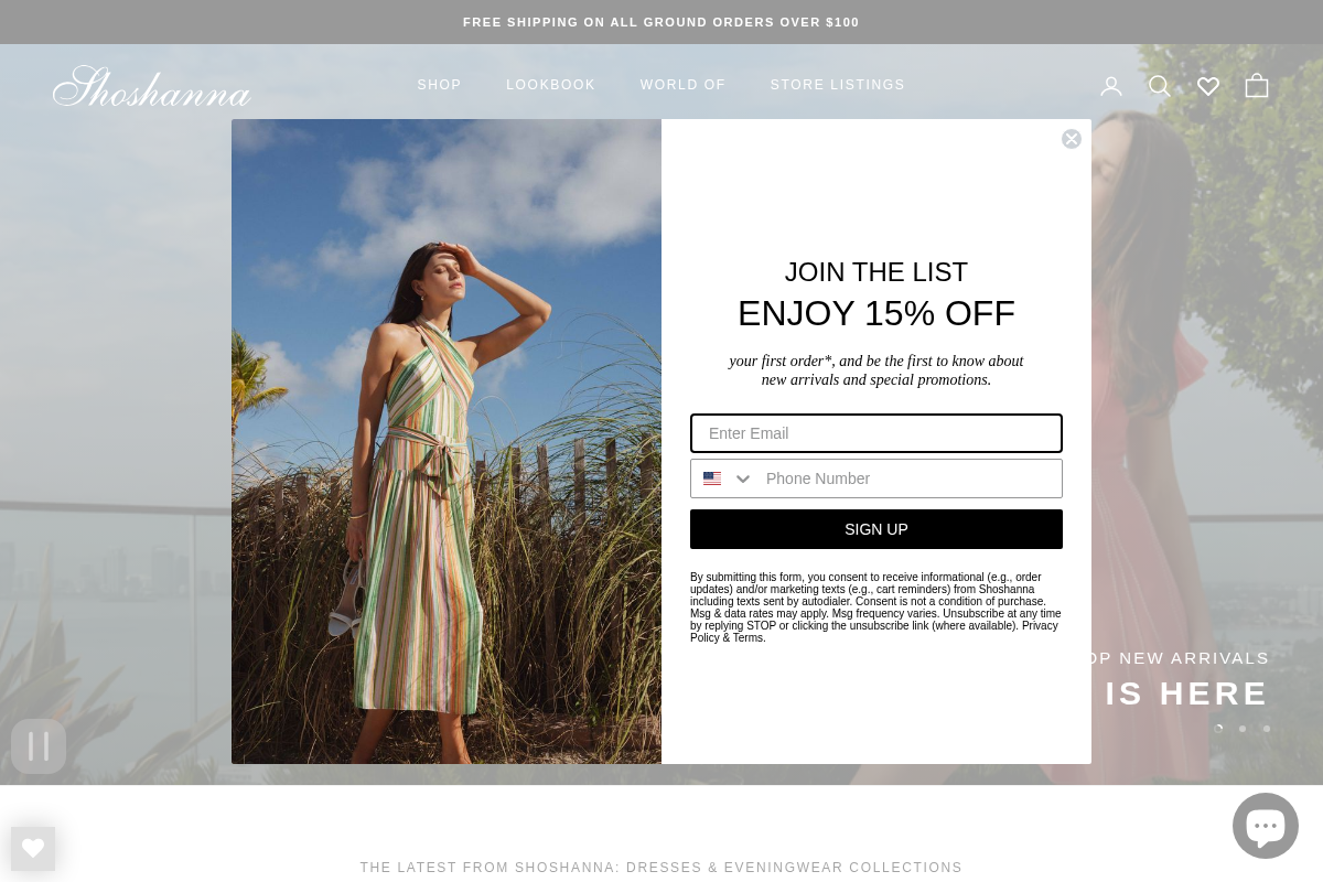 Shoshanna homepage screenshot
