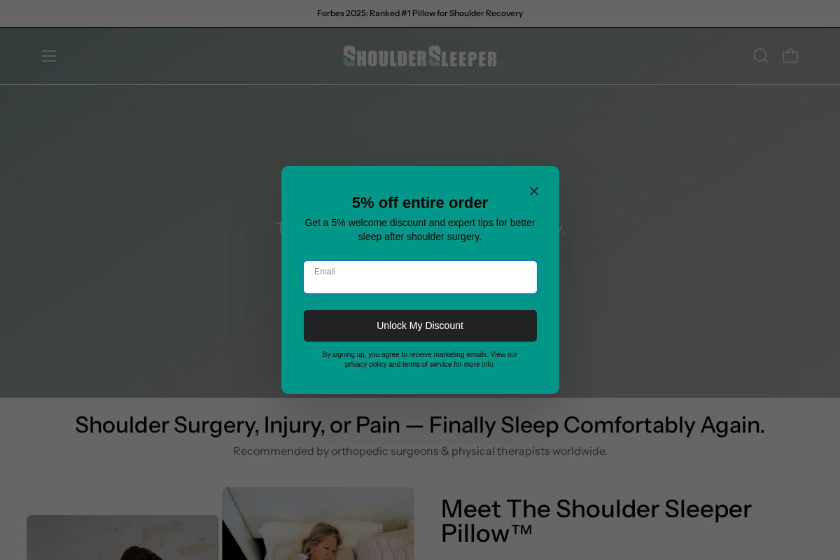 Shoulder Sleeper homepage screenshot